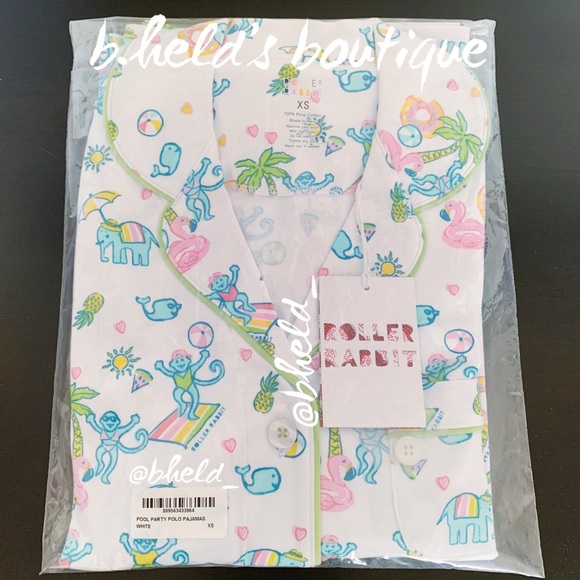 Roller Rabbit Pool Party Polo Pajamas in White Size X-Small (XS) Brand New NWT - Picture 16 of 17